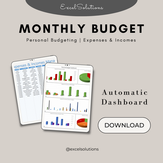 Monthly Budget, Personal Budgeting, Excel Budget Template